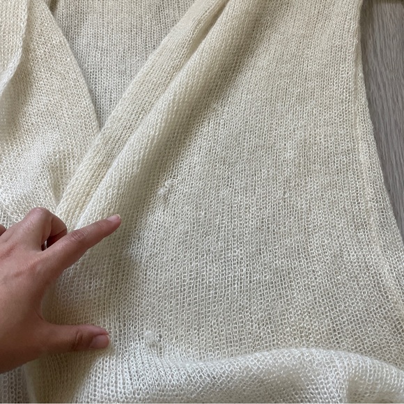 Enrica Japan Mohair Silk Long Line Open Front Cardigan Cream (Small) fuzzy soft - Picture 10 of 11